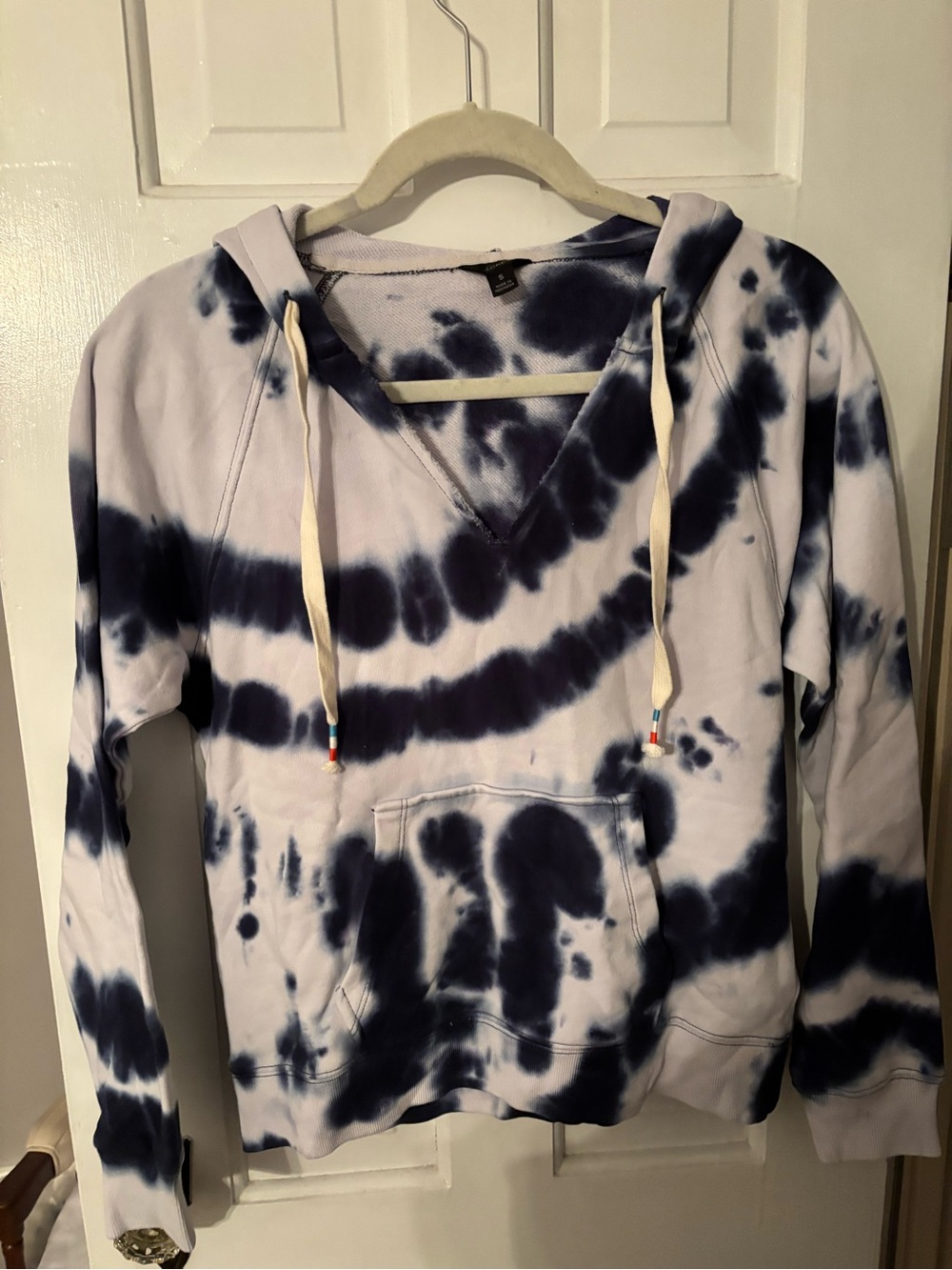 J Crew Navy Tie-Dye V-Neck Hoodie
